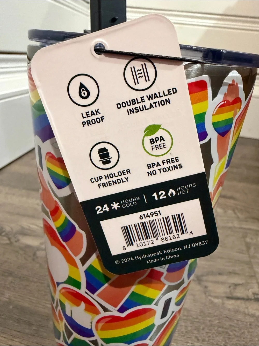 Rainbow Pride Stainless Steel Travel Tumbler with Slide Lid